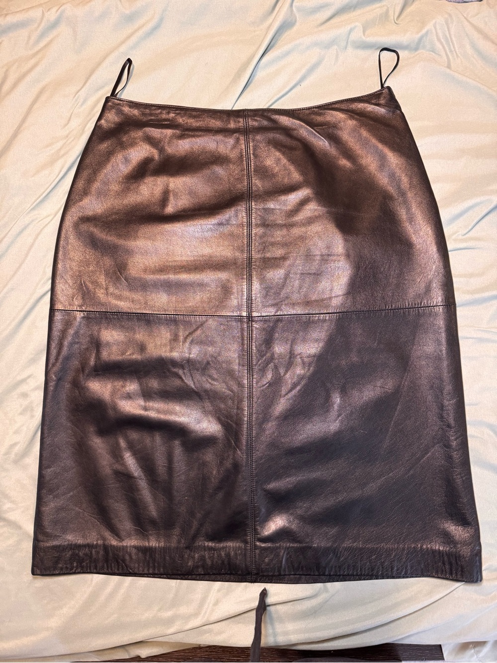 Ann Taylor Black Genuine Leather Pencil Skirt Size 8